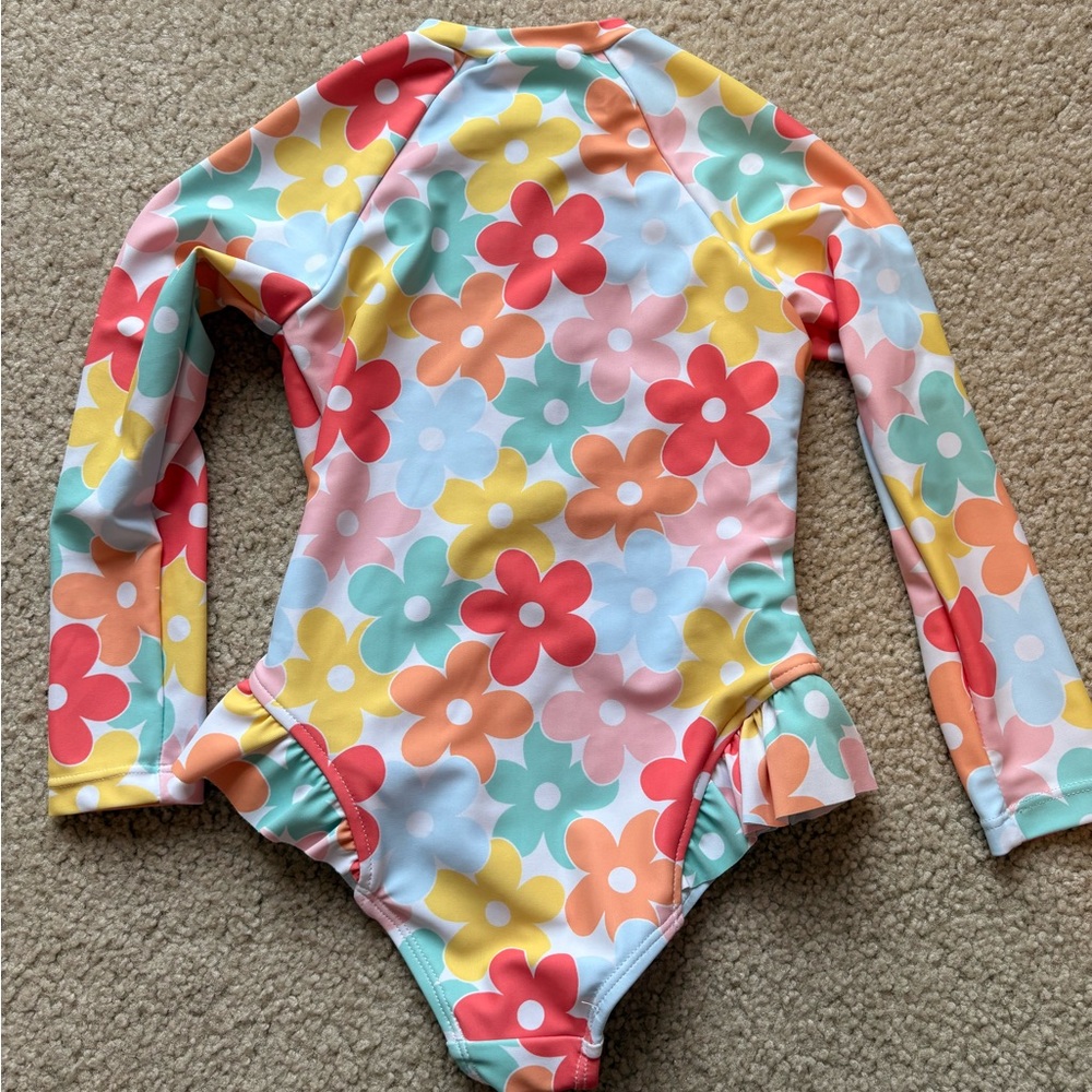 Colorful Floral Kids Swimsuit 3T